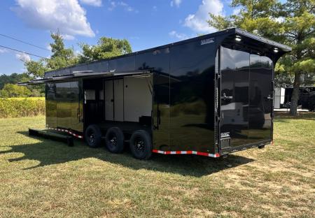 New 2027 8.5x28 Race Trailer-Finished Interior-7000LB Triple Torsion-- RECESSED E TRACK-Awning-Double Doors-GEN BOX
