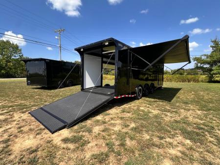 New 2027 8.5x28 Race Trailer-Finished Interior-7000LB Triple Torsion-- RECESSED E TRACK-Awning-Double Doors-GEN BOX