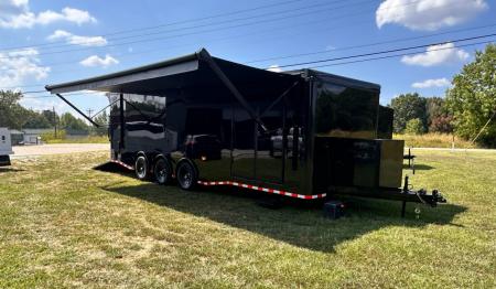 New 2027 8.5x28 Race Trailer-Finished Interior-7000LB Triple Torsion-- RECESSED E TRACK-Awning-Double Doors-GEN BOX