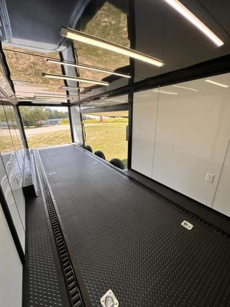 New 2027 8.5x28 Race Trailer-Finished Interior-7000LB Triple Torsion-- RECESSED E TRACK-Awning-Double Doors-GEN BOX