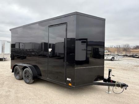 New 2027 Cross Blackout 7'x14' 7k Beta Flat Top V-Nose Enclosed Cargo Trailer