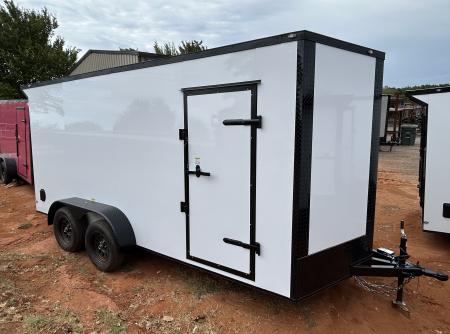 New 2026 Family Trailer 7x16 Tandem Axles Cargo / Enclosed Trailer - Screwless Exterior-Blackout Pkg- Rear Spoiler