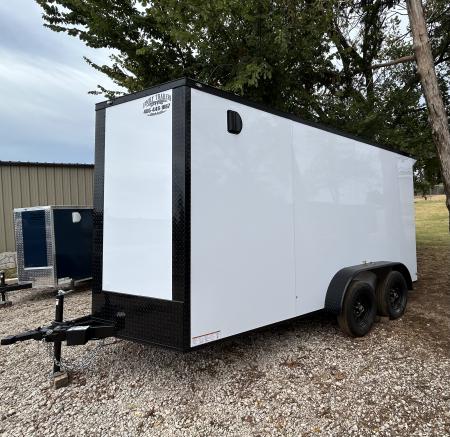 New 2026 Family Trailer 7x14 Tandem Axles Cargo / Enclosed Trailer-Screwless Exterior-Blackout Pkg-Rear Spoiler