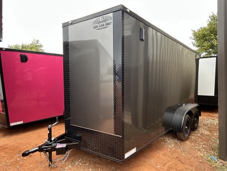 New 2026 Family Trailer 7x14 Tandem Axles Cargo / Enclosed Trailer-Screwless Exterior-Blackout Pkg- Rear Spoiler