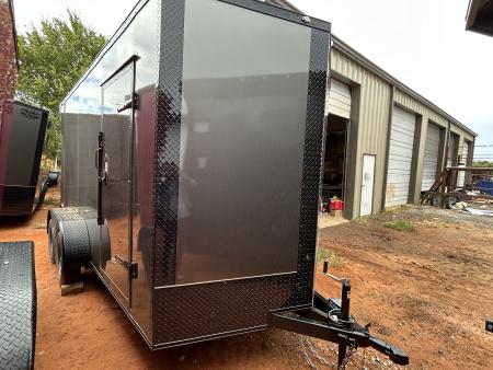 New 2026 Family Trailer 7x14 Tandem Axles Cargo / Enclosed Trailer-Screwless Exterior-Blackout Pkg- Rear Spoiler