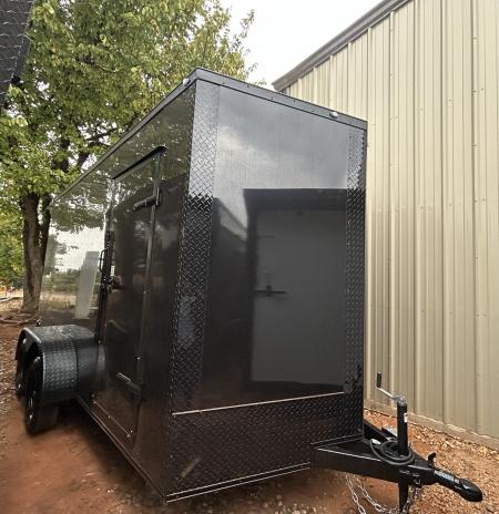 New 2026 Family Trailer 7x14 Tandem Axles Cargo / Enclosed Trailer- Screwless Exterior-Blackout Pkg- Rear Spoiler