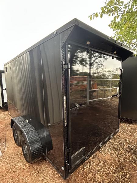 New 2026 Family Trailer 7x14 Tandem Axles Cargo / Enclosed Trailer- Screwless Exterior-Blackout Pkg- Rear Spoiler
