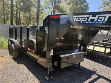 New 2026 Top Hat Trailers 7'X14' Gooseneck Dump Trailer 14000 lb G.V.W. 3' Sides Dump Trailer