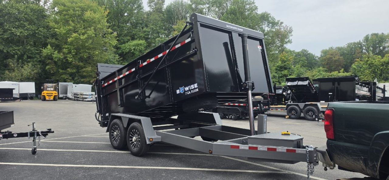 New SALE**7 x 14 DUT15 BWISE Telescopic Ultimate Dump Trailer 15.4K **Gloss Black/ HtoneGray Frame