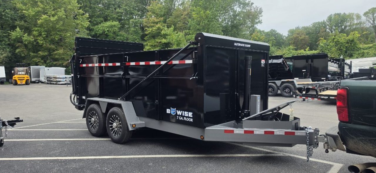New SALE**7 x 14 DUT15 BWISE Telescopic Ultimate Dump Trailer 15.4K **Gloss Black/ HtoneGray Frame