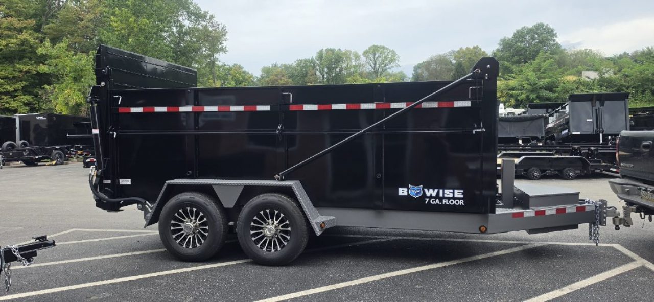 New SALE**7 x 14 DUT15 BWISE Telescopic Ultimate Dump Trailer 15.4K **Gloss Black/ HtoneGray Frame