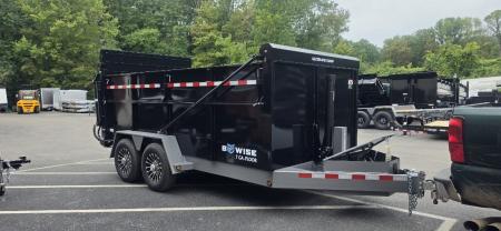 New SALE**7 x 14 DUT15 BWISE Telescopic Ultimate Dump Trailer 15.4K **Gloss Black/ HtoneGray Frame