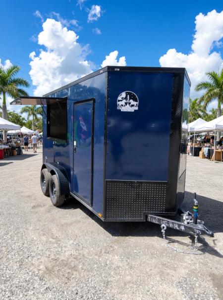 New 2027 Quality Cargo 6x12 Indigo Blue Concession Trailer | Blackout Package | AC | 9  Extra Height Concession