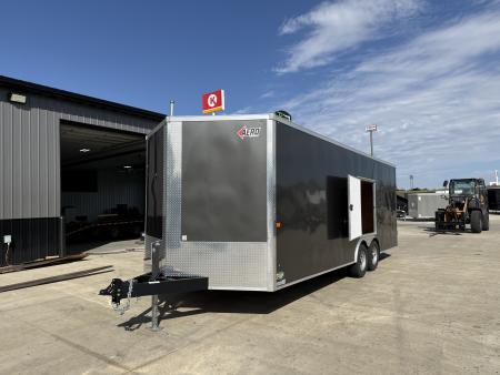 Used Like NEW 2024 AERO 8.5x22 +2’V, ESCAPE Door, 7’ TALL, WHITE Interior,  QUALITY Enclosed ESCAPE DOOR Car Hauler Cargo Trailer