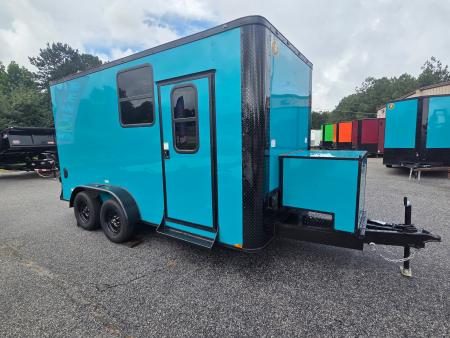 New 2027 CUSTOM 7X14 TANDEM AXLE ENCLOSED DOG GROOMING TRAILER WITH BLACKOUT PACKAGE