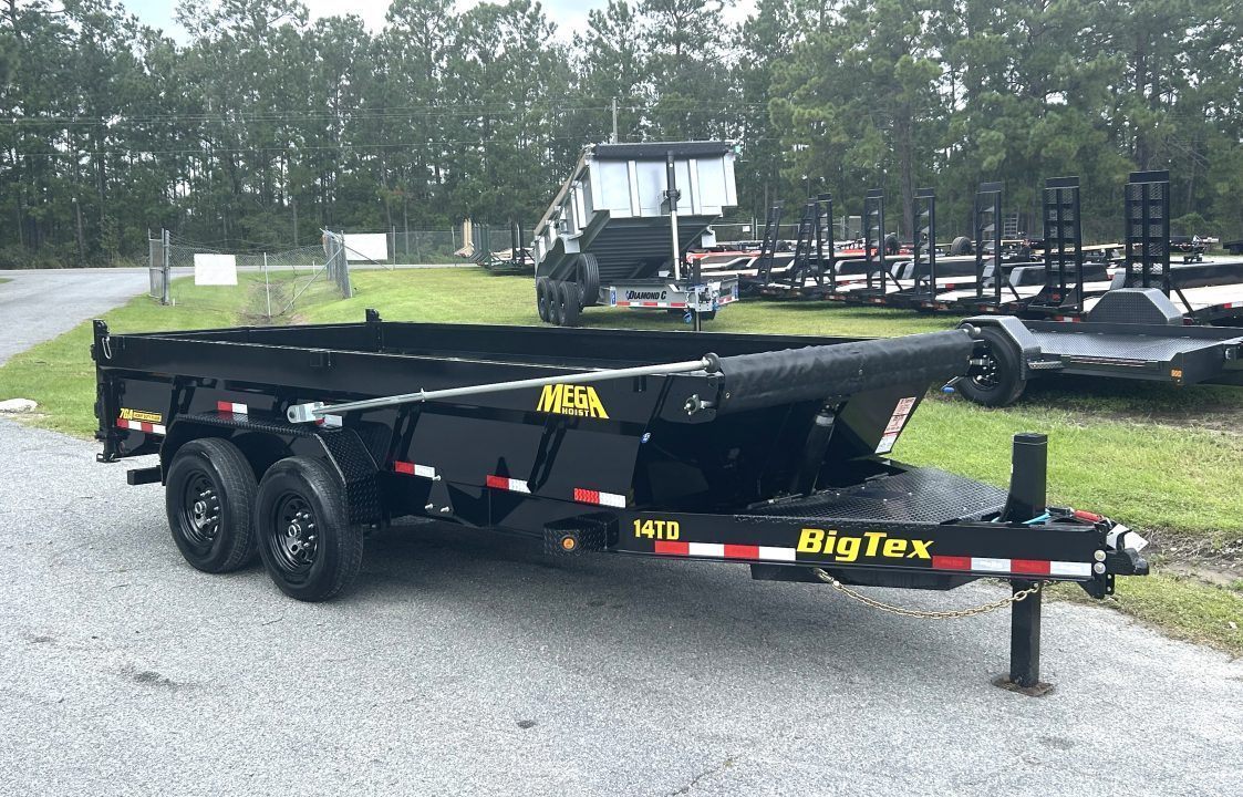 New 2027 Big Tex 14TDX Dump Trailer, 7x16, 7ga Floor, Hydraulic Jack, Swing Tarp , 6-Stage Telescopic
