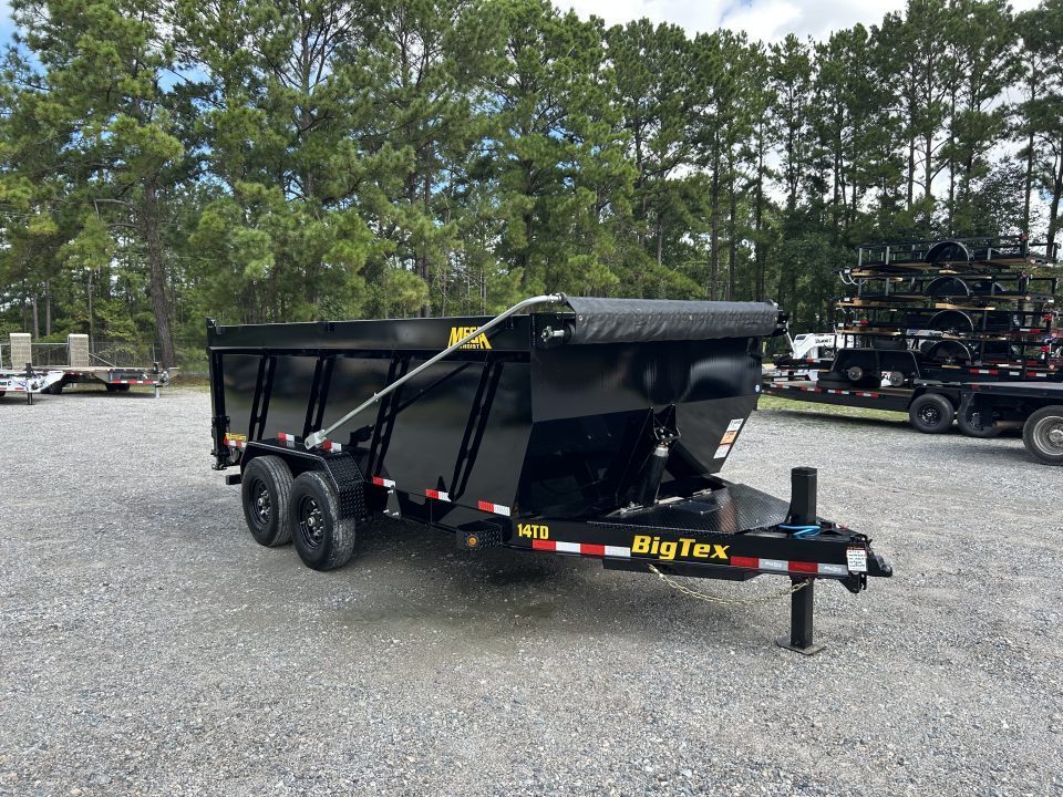 New 2027 Big Tex 14TDX 7x16 Dump Trailer, HYDRO JACK SOLAR CHARGER, 4’Sides, Swing Tarp 7 GAUGE FLOOR