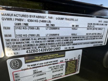 New 2027 7X14 U-Dump Dump Trailer