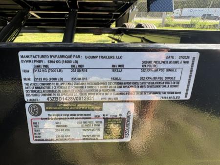 New 2027 7X14 U-Dump Dump Trailer
