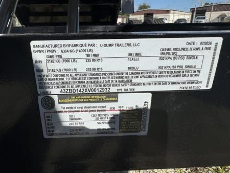 New 2027 7X14 U-Dump Dump Trailer