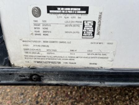 Used 2023 High Country Trailers 7 x 14 UTV Enclosed Cargo / Enclosed Trailer