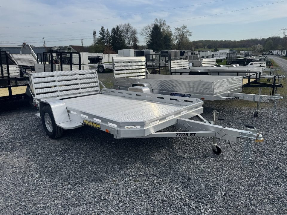 New 2027 Aluma 7712H-S-BT Bifold Gate Utility Trailer FALL CLEARANCE IN STOCK ONLY