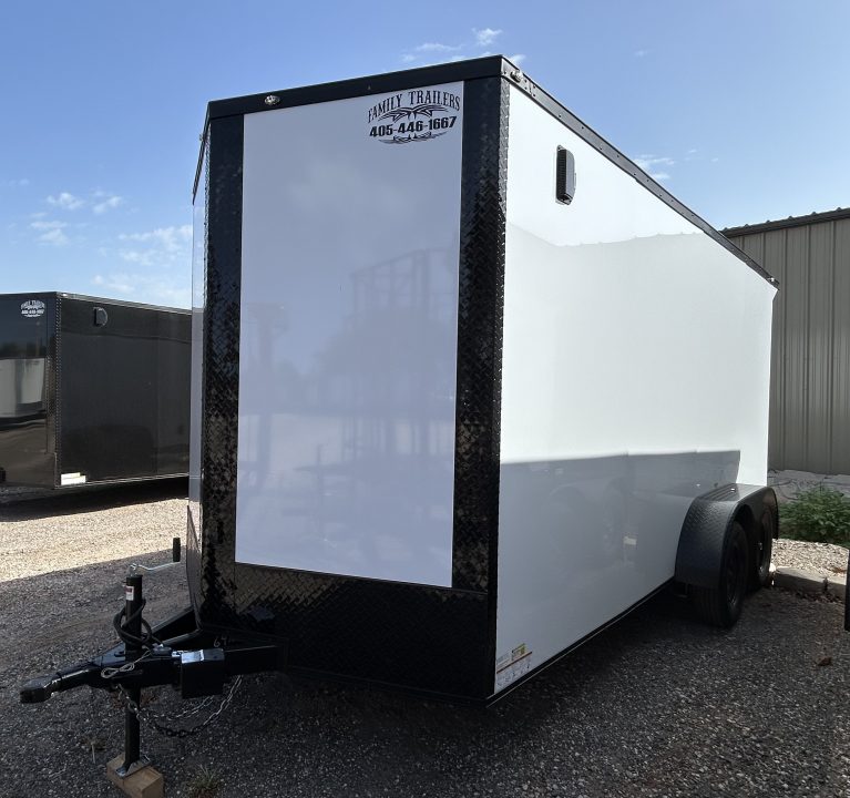 New 2026 Family Trailer 7x16 Tandem Axles Cargo / Enclosed Trailer- Screwless Exterior- Blackout Pkg- Rear Spoiler