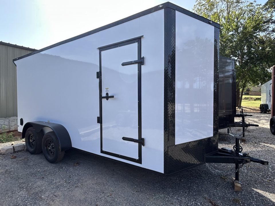 New 2026 Family Trailer 7x16 Tandem Axles Cargo / Enclosed Trailer- Screwless Exterior- Blackout Pkg- Rear Spoiler