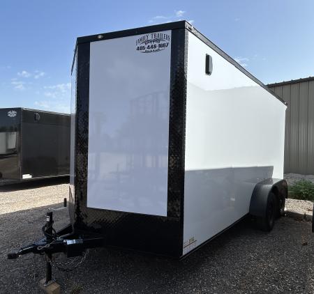 New 2026 Family Trailer 7x16 Tandem Axles Cargo / Enclosed Trailer- Screwless Exterior- Blackout Pkg- Rear Spoiler