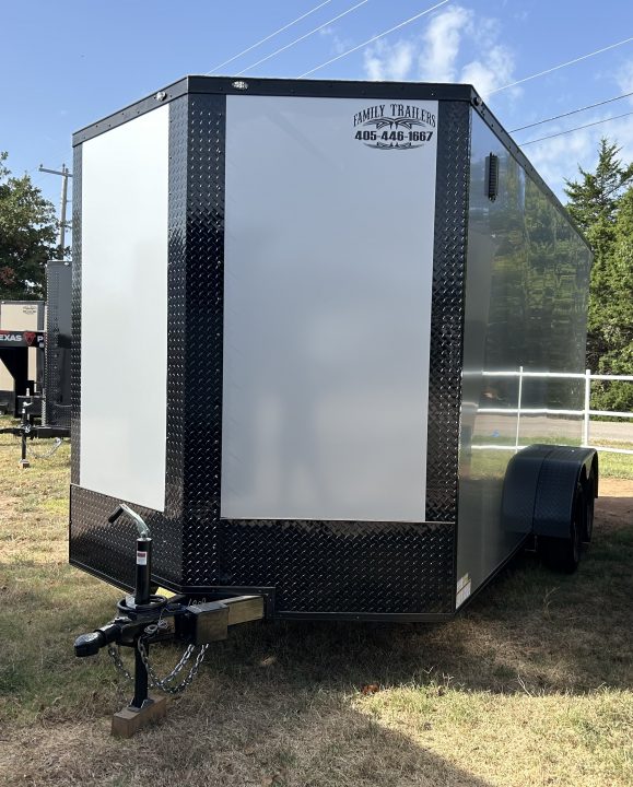 New 2026 Family Trailer 7x16 Tandem Axles Cargo / Enclosed Trailer- Screwless Exterior- Blackout Pkg- Rear Spoiler