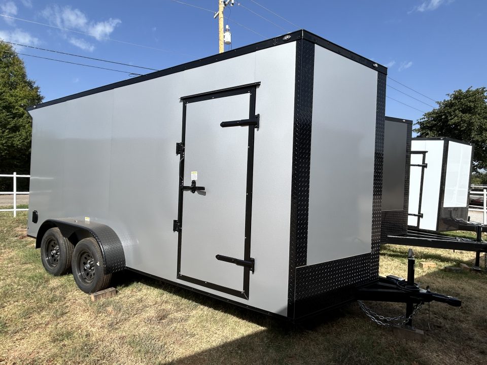 New 2026 Family Trailer 7x16 Tandem Axles Cargo / Enclosed Trailer- Screwless Exterior- Blackout Pkg- Rear Spoiler