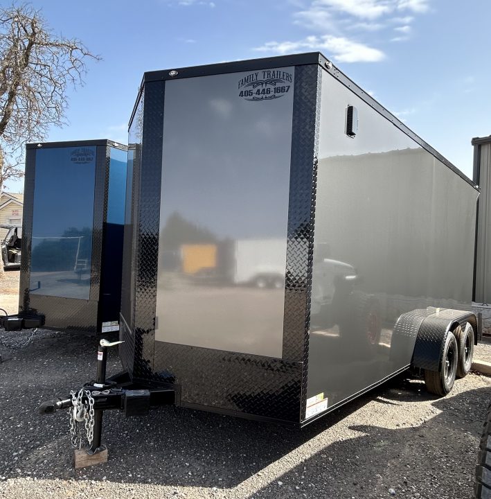 New 2026 Family Trailer 7x16 Tandem Axles Cargo / Enclosed Trailer- Screwless Exterior- Blackout- Pkg- Rear Spoiler