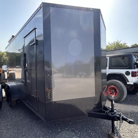 New 2026 Family Trailer 7x16 Tandem Axles Cargo / Enclosed Trailer- Screwless Exterior- Blackout- Pkg- Rear Spoiler