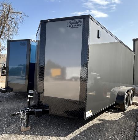New 2026 Family Trailer 7x16 Tandem Axles Cargo / Enclosed Trailer- Screwless Exterior- Blackout- Pkg- Rear Spoiler