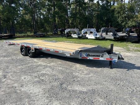 New 2027 Diamond C DET210 Deckover Trailer, 8.5x24 Full Bed Tilt, Power Up & Down with Hydraulic Jack & 10K Axles #17,530 lbs Payload