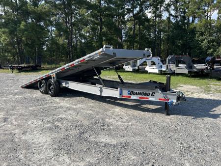 New 2027 Diamond C DET210 Deckover Trailer, 8.5x24 Full Bed Tilt, Power Up & Down with Hydraulic Jack & 10K Axles #17,530 lbs Payload