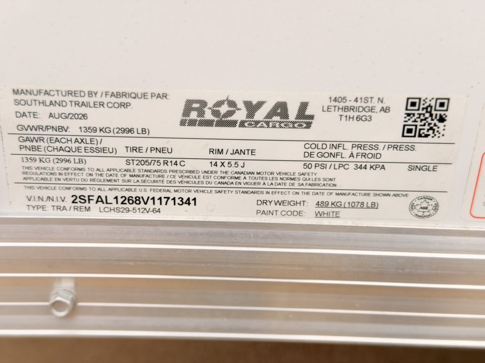 New 2027 Royal Cargo Trailers 5-10-1.5V Enclosed 2.9K GVWR
