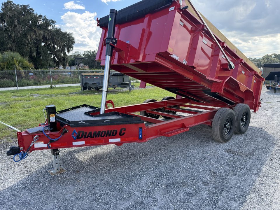 New 2027 Diamond C LPT207 TELESCOPIC DUMP TRAILER 14’X82”; 32”SIDES; SIMOL 15K 2-SPEED DROP LEG JACK; LONG ARM HEAVY DUTY TARP