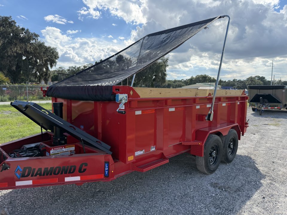 New 2027 Diamond C LPT207 TELESCOPIC DUMP TRAILER 14’X82”; 32”SIDES; SIMOL 15K 2-SPEED DROP LEG JACK; LONG ARM HEAVY DUTY TARP