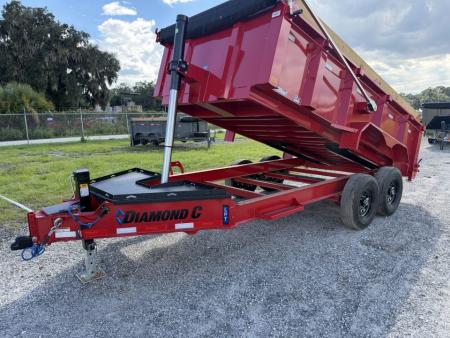 New 2027 Diamond C LPT207 TELESCOPIC DUMP TRAILER 14’X82”; 32”SIDES; SIMOL 15K 2-SPEED DROP LEG JACK; LONG ARM HEAVY DUTY TARP