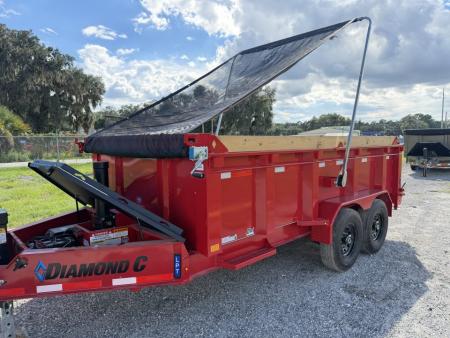 New 2027 Diamond C LPT207 TELESCOPIC DUMP TRAILER 14’X82”; 32”SIDES; SIMOL 15K 2-SPEED DROP LEG JACK; LONG ARM HEAVY DUTY TARP