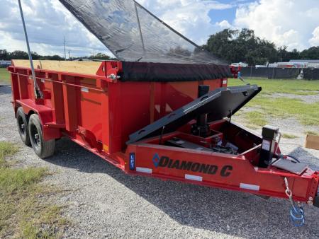 New 2027 Diamond C LPT207 TELESCOPIC DUMP TRAILER 14’X82”; 32”SIDES; SIMOL 15K 2-SPEED DROP LEG JACK; LONG ARM HEAVY DUTY TARP