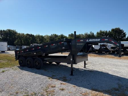 New 2027 Lamar 83X16 TRIPLE 21K GOOSENECK TELESCOPIC DUMP W / 24" SIDES