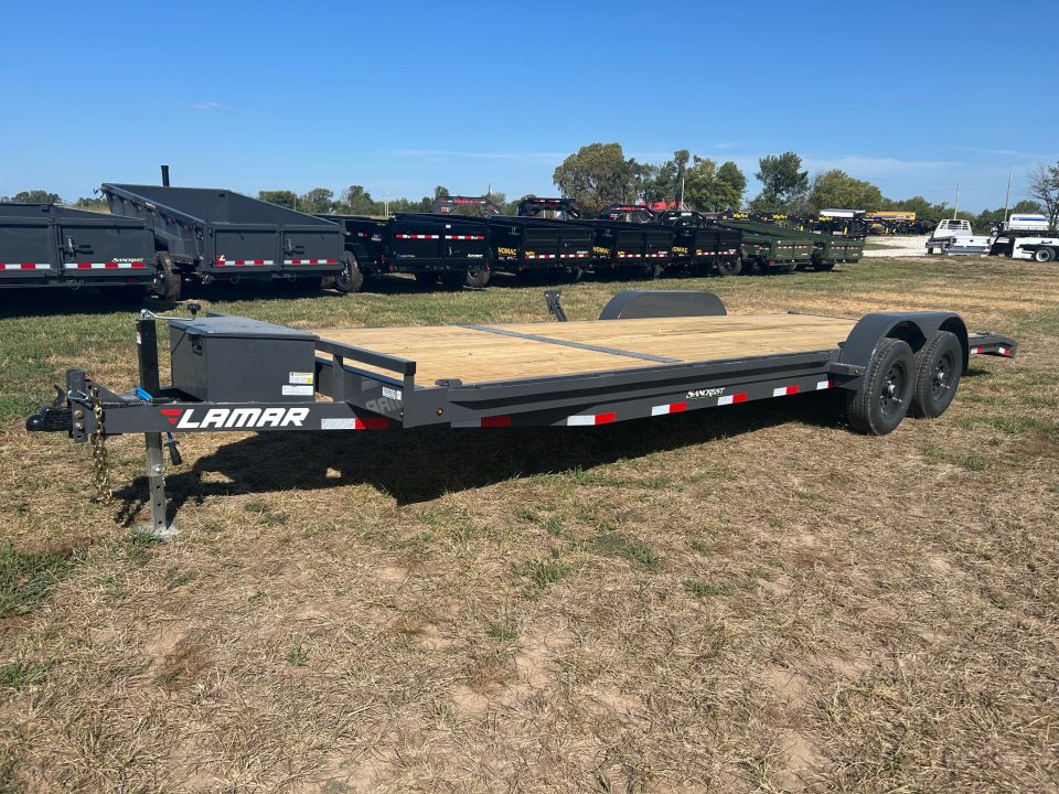 New 2027 Lamar 83x24 Tandem 10K Carhauler w/ 2' Dove, Slide In Ramps, & Toolbox