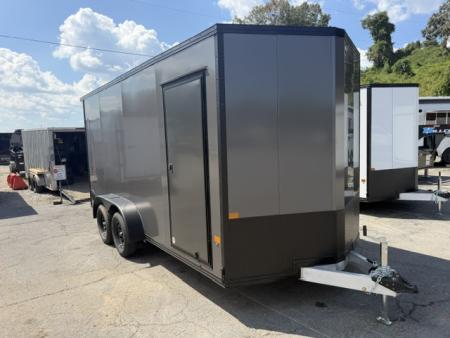 New Stealth Aluminum Enclosed 7x16 XLT Pro Series 7K- Charcoal W/ Black Trim & Wing