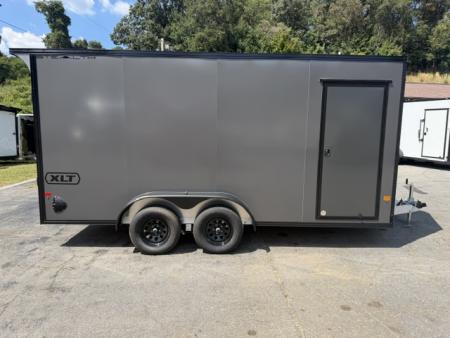 New Stealth Aluminum Enclosed 7x16 XLT Pro Series 7K- Charcoal W/ Black Trim & Wing