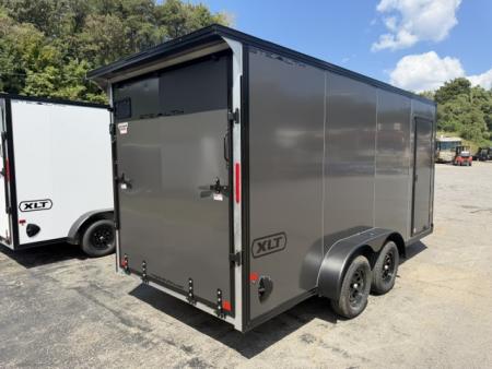 New Stealth Aluminum Enclosed 7x16 XLT Pro Series 7K- Charcoal W/ Black Trim & Wing