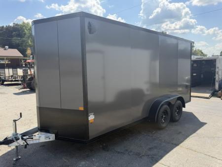 New Stealth Aluminum Enclosed 7x16 XLT Pro Series 7K- Charcoal W/ Black Trim & Wing