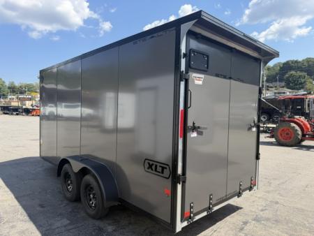 New Stealth Aluminum Enclosed 7x16 XLT Pro Series 7K- Charcoal W/ Black Trim & Wing