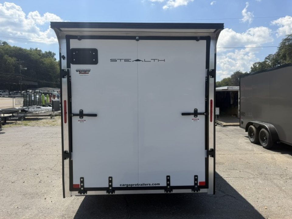 New Stealth Aluminum Enclosed 7x16 XLT Pro Series 7K- Crystal White W/ Black Trim & Wing
